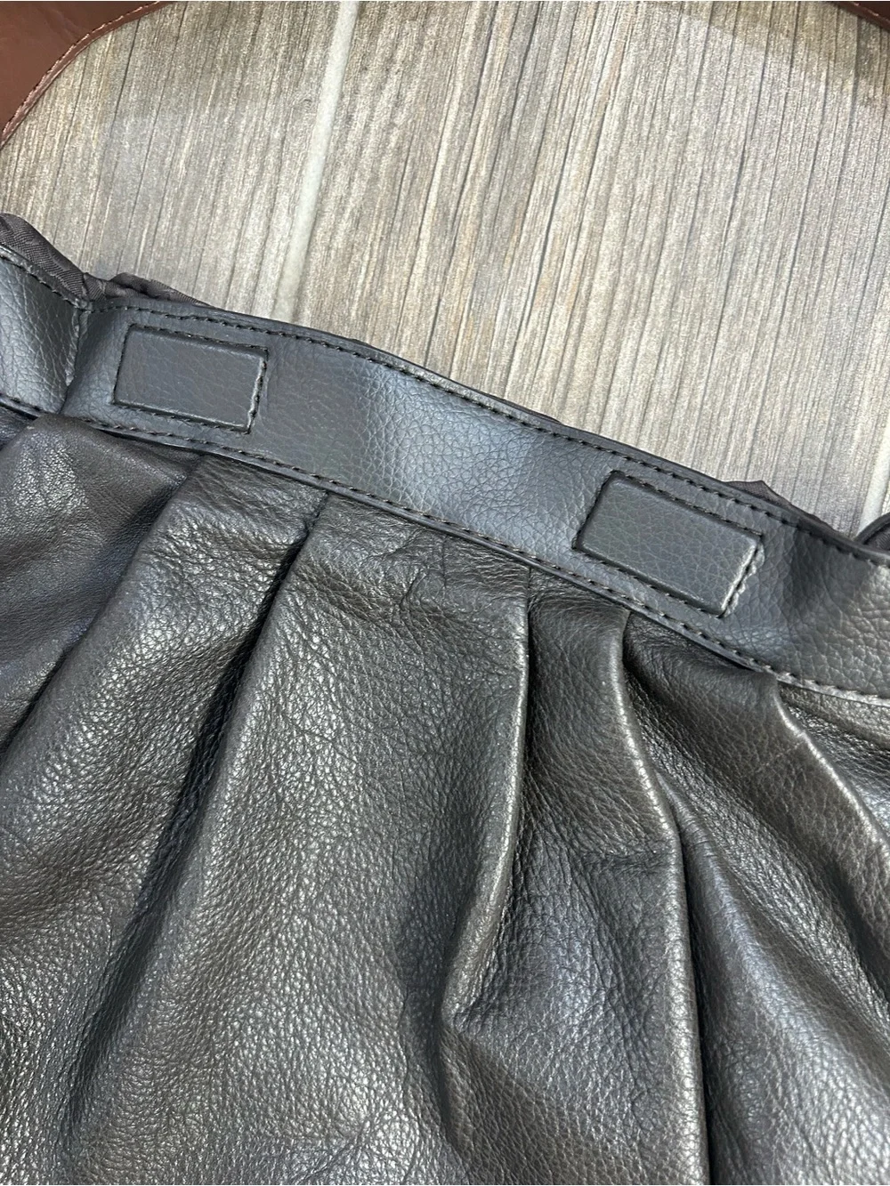 Simply Vera Vera Wang Black Slouchy Hobo Shoulder Bag with Brown Strap
